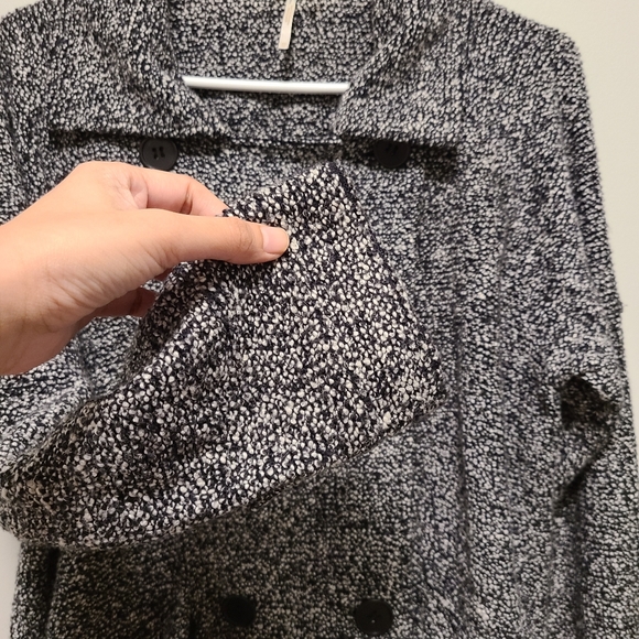 FREE PEOPLE Cotton Wool Blend Slouchy Moto Black and White Jacket size XS - Picture 5 of 7